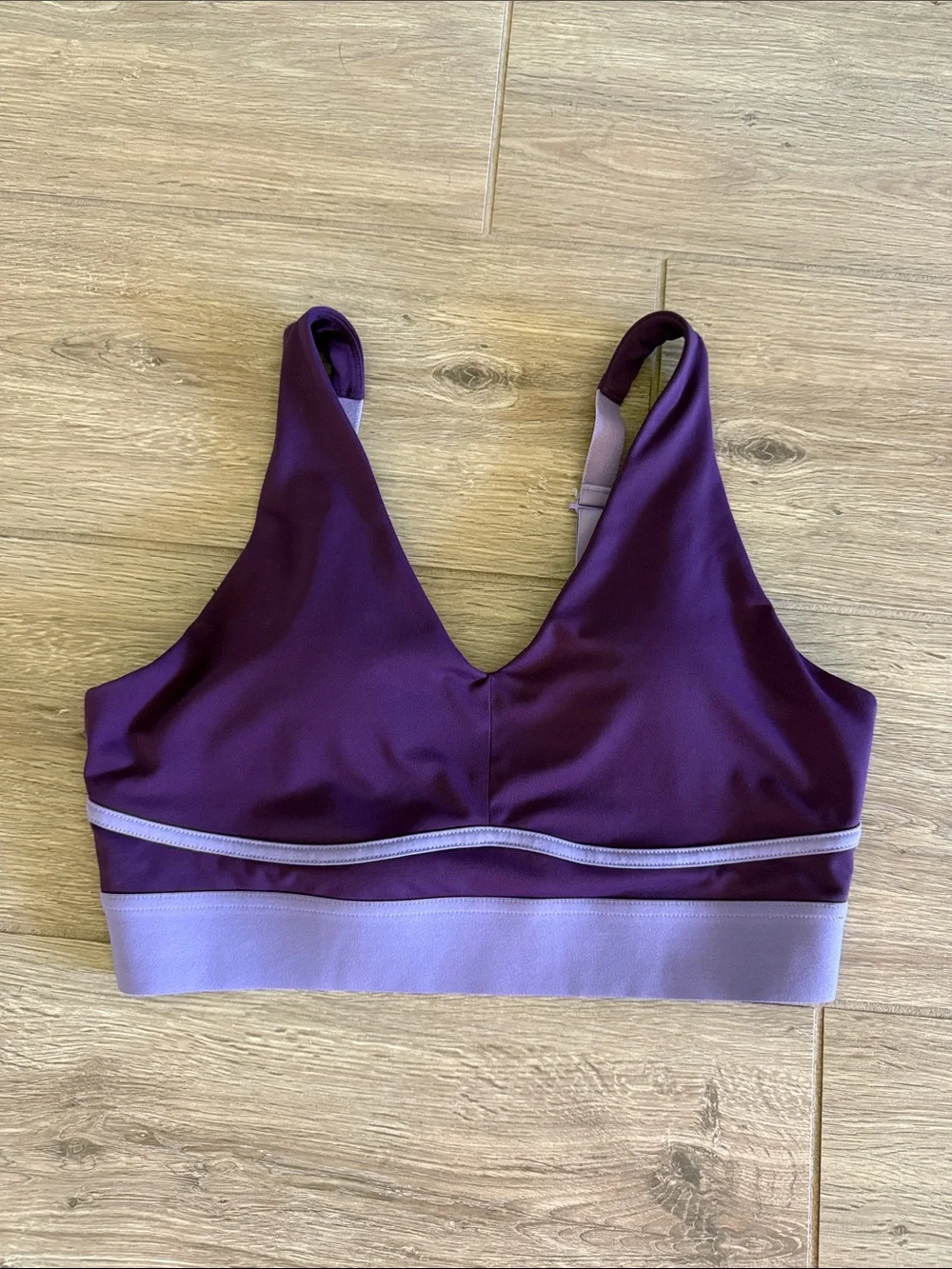 Deep Purple & Lavender V-Neck Sports Bra